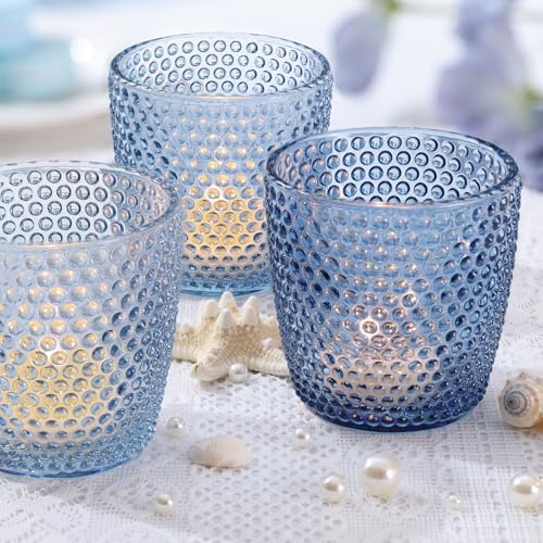 Volens Colored Blue Votive Candle Holder 12pcs Glass Tealight Candle Holder - Image 5