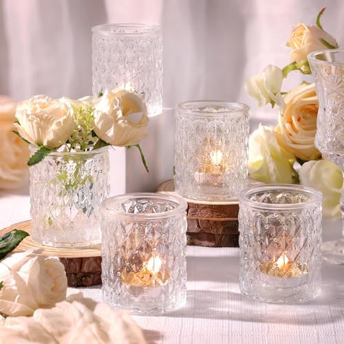36pcs Clear Votive Candle Holders, Glass Candle Holders for Wedding Table Decorations, Tea Light Candle Holder, Candle Votives for Baby Shower Christmas Party Table Decor, Home Decor by TripodBird