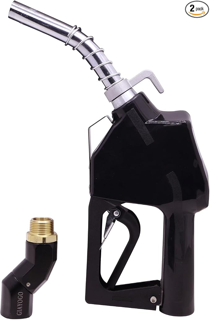 3/4" Inch Black NPT Automatic Shut-Off Fuel Nozzle,Fuel Hose Swivel,16GPM High Flow,BP Hand Guard,Hanging Hook 13/16"Spout,Fuel Transfer Pump Diesel Gasoline Nozzle,Cold Weather Applications