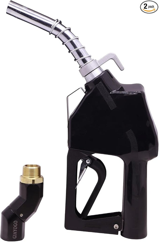 3/4" Inch Black NPT Automatic Shut-Off Fuel Nozzle,Fuel Hose Swivel,16GPM High Flow,BP Hand Guard,Hanging Hook 13/16"Spout,Fuel Transfer Pump Diesel Gasoline Nozzle,Cold Weather Applications