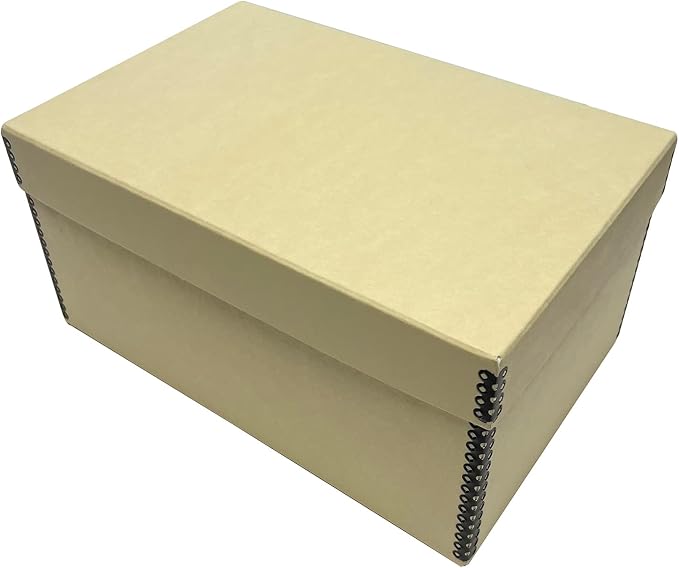Lineco 4x6 Photo Storage Box, with 12 Envelopes, 5.5x7.5x11, Tan, 2 Pack | Holds Up to 1000 3.5" x 5", or 4" x 6" Pictures, Metal Edge, Archival Organizer for Cards, Prints, Stickers, Stamps, Seeds