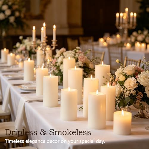 Pillar Candles White 12 Pack, 2.8x4 Inch Unscented Candle - Image 3