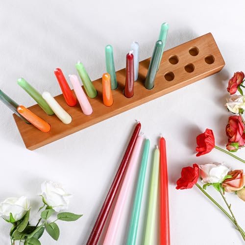 Mumufy 18in Long Wooden Taper Candle Holders for Birthday Party Candlestick Table Centerpiece Giant Wooden Farmhouse Candle Holders Decorations for Birthday Wedding Anniversary Desktop(Dark Brown) - Image 3