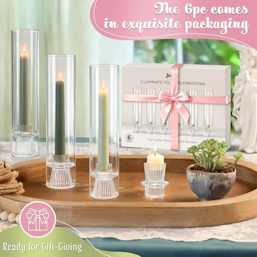 6 Pack Glass Hurricane Candle Holders 12" Open Ended Candlestick Tubes - Image 7