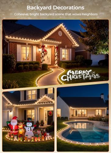 C9 LED Christmas Pathway Lights, 4 Sets Total 102.8 Ft Christmas Path Light with 80 Bulbs and Stakes, Connectable Waterproof String Lights for Walkway Driveway Lawn Outdoor Decorations, Warm White - Image 6