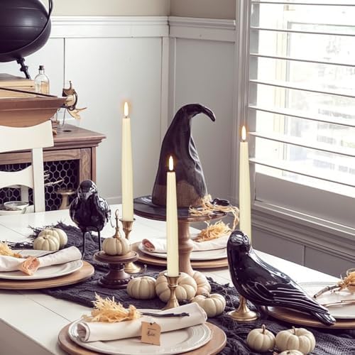GenSwin Flameless Taper Candles with Remote, Ivory LED Taper Candles Battery Operated, Real Wax Flameless Candlesticks with 3D Wick for Home Halloween Christmas Decor(Set of 6, 0.78” x 9.84”) - Image 4