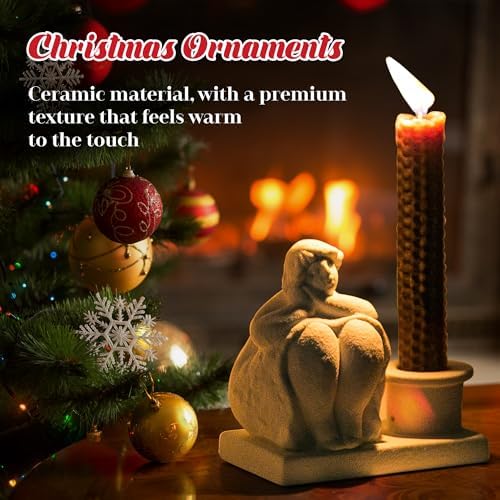 White Candle Holder, Handmade Ceramic Girl Candlestick Holders, Taper Candlelight Stand for Home Decor, Table Centerpiece and Coffee Table Decor - Image 5