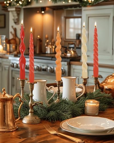 Orange Spiral Taper Candles Short Candle Sticks Unscented Smokeless Twisted Candlesticks for Christmas Table Decor Holiday Dinner Party-7.5inch-4pack - Image 3
