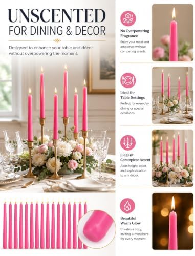 Hot Pink Elegant Taper Candles for Romantic Home Décor and Events - Image 3