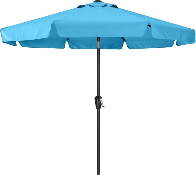 ABCCANOPY 7.5ft Scalloped Patio Umbrella, Outdoor Table Umbrella with Tilt and Crank, Fiberglass Ribs Deck Umbrella for Patio, Pool, Garden, Picnic (Turquoise Blue)
