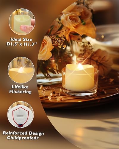 Homemory 12-Pack Flameless Tea Lights Candles Battery Operated, 200+ Hours - Image 5