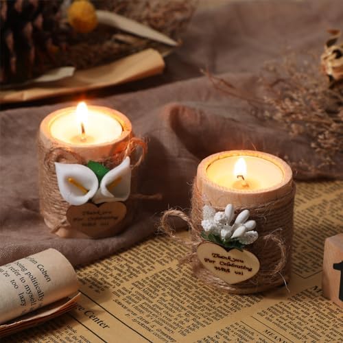 Mtlee 20 Sets Baptism Candle Favors for Guests, White, Thank You - Image 5