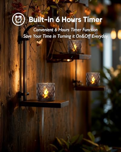 Homemory Black Acrylic Votive Candle & Holders with Auto Timer, 12 Pack - Image 2