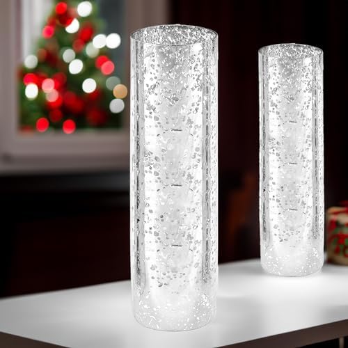 WGVI Hurricane Candle Holder Sleeve, W: 4", Ht: 16", Silver Speckled Glass Cylinder Open Both Ends, Chimney Tube Shade, 6 Pieces - Image 4