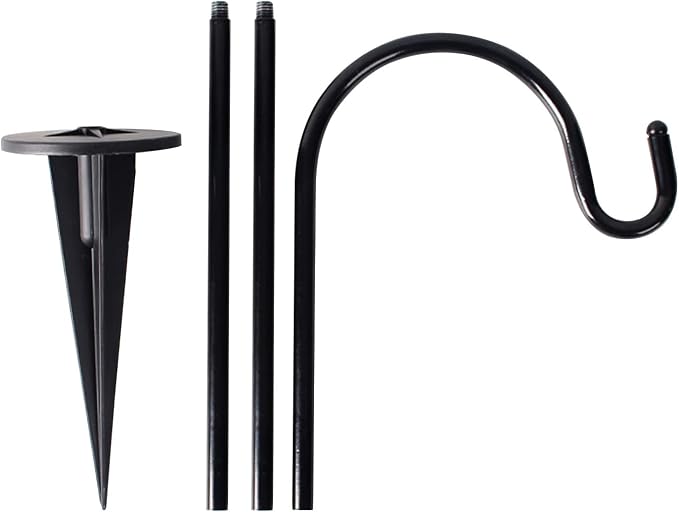CALIDAKA 4 Pack Multi-Purpose Shepherds Hooks Outdoor Iron Shepherd Hook with Base Adjustable Heavy Duty Garden Hanging Stake for Lanterns Solar Light Plant Hanger Wedding Decor | Includes 4 hooks, Adjustable sections 11.02 18.90 26.77 in, For lights l...