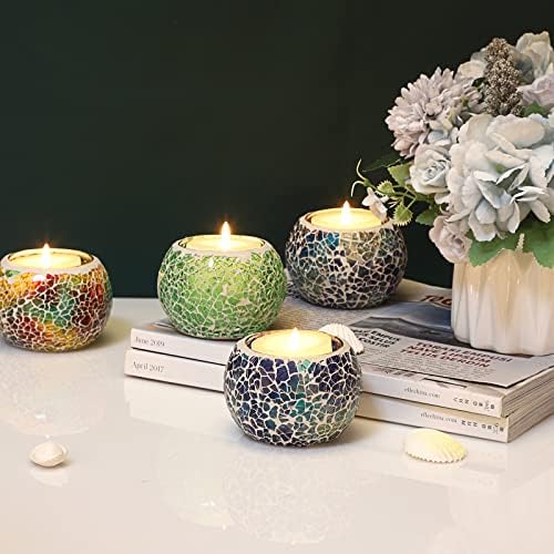 OwnMy 6PCS Mosaic Glass Tea Light Holders Round Bowl Votive Candle Holders - Image 7