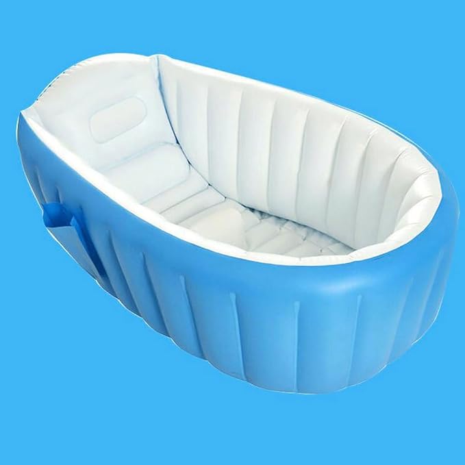 Kisangel Inflatable Baby Bathtub Thickened Foldable Toddler Bath Tub Portable Inflatable Kids Shower Pool for Infant and Child 38.6X25.6X11 Inches