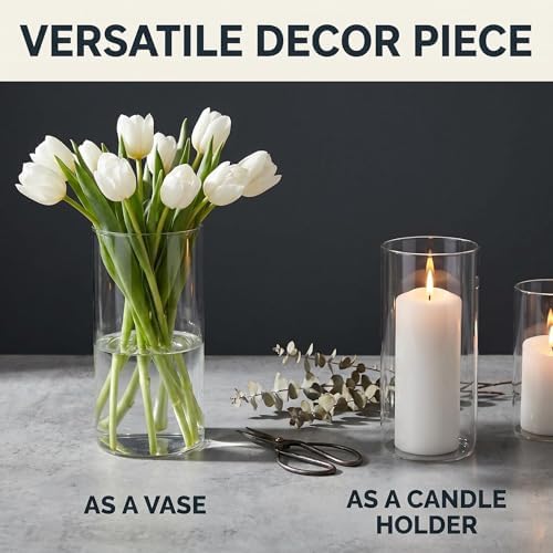 Hurricane Candle Holders, Clear Glass Cylinder Centerpieces Vases, Pillar Candle Sleeves for Wedding, Table Decoration Centerpiece Floral Room Home, Dining Room Decor 6 Pieces - Image 5