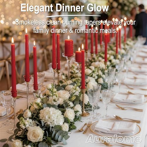 Red Taper Candles 10-Inch - Dripless Tall Christmas 12 Pack Tapered Candlesticks Unscented Smokeless Long Slow Burning Red Candle Sticks Paraffin Wax for Dinner Valentine’s Day Decor - Image 6