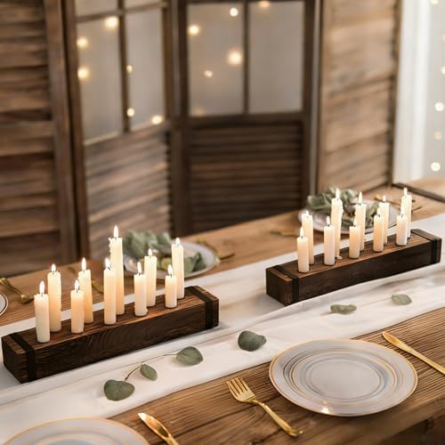NUPTIO Candlestick Holder for Table Centerpiece: 16.5" Wooden Candelabras by Nuptio