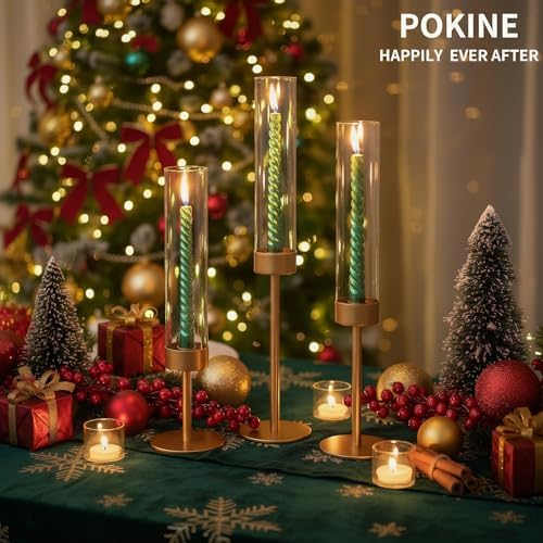 POKINE Gold Candle Holders Set of 6 for Taper Candle Holders - Image 3