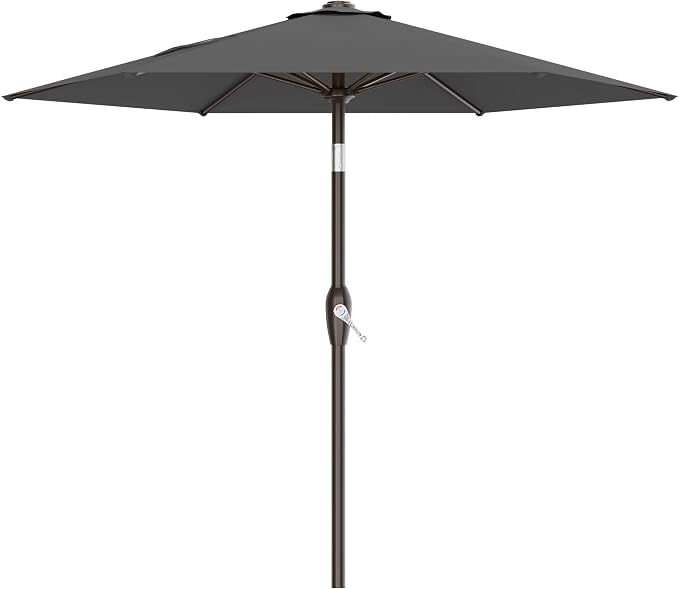 AreShark 7.5FT Patio Umbrella Table Market Umbrella w/Tilt and Crank, Heavy-Duty Outdoor Umbrellas for Pool, Deck, Garden and Backyard, Gray