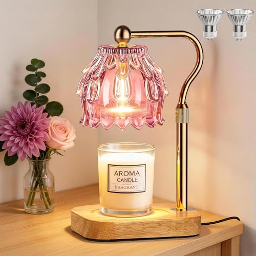 Candle Warmer Lamp with Timer Dimmer, Wax Melts Warmer Lamp for Gift, Pink by Qimh