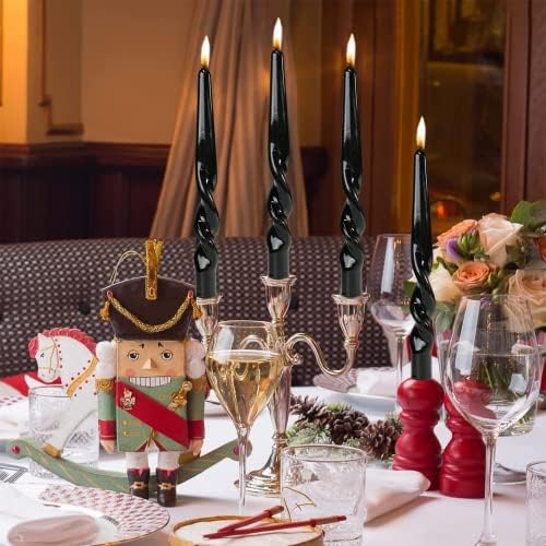 MAITREYA Black Taper Candles Conical Stick Candles Spiral Taper Candles-Set of 4 for Decoration Weddings Party Church-Unscented Dripless Candles,10inch(Black) - Image 2