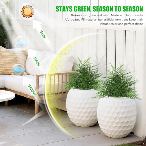 Artificial 2 Pack 23" Fern Topiary Ball Trees with Ground Spike - Image 5