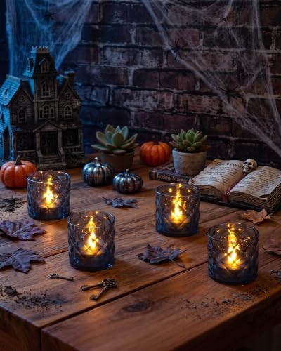 Homemory Black Acrylic Votive Candle & Holders with Auto Timer, 12 Pack - Image 4