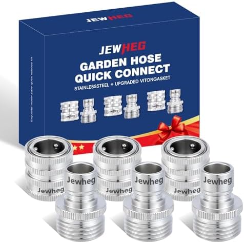 Quick Connect Hose Fittings，2026 upgraded version Garden Hose Quick Disconnect Set， Universal Fit 3/4 Inch GHT Stainless Steel, Water Hose Connector，Quick Release Hose Connector，3 Pack， by Unknown