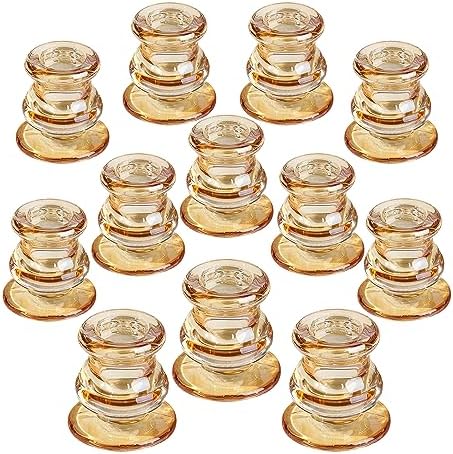 NITIME 12pcs Gold Candlestick Holders- Taper Candle Holders for Table Centerpiece- Glass Candle Holder for Wedding, Dinner Table, Party and Festival Decoration by NITIME