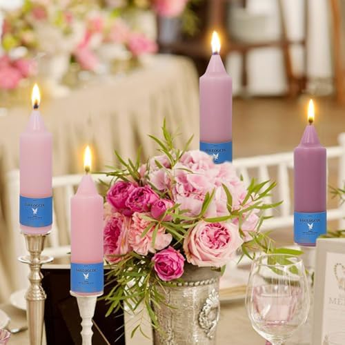 Smokeless Candlesticks Short Taper Candle,Unscented 5 Inches Gradient Pink Candle Sticks Dripless Tapered Candles for Home Décor Gifts - Image 4