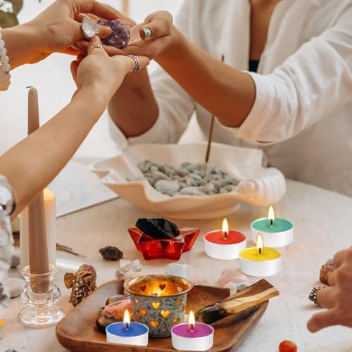 50 Pack Unscented Assorted Colors Tealights Candle - 4+Hour Clean-Burning Votive Smokeless Tea Lights for Home Decor, Rituals, Shabbat & Anniversaries & Relaxation. - Image 5