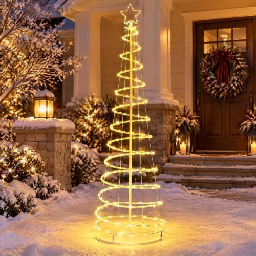 Tangkula 6 FT Lighted Spiral Christmas Tree with 135 LED Lights - Image 2