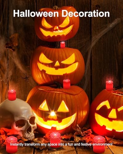 SHYMERY Flameless Votive Candles,Battery Operated LED Candle,24 Pack 200+Hour Flickering Electric Fake Candles in Red for Wedding,Table,Halloween,Festival Celebration,Christmas Decoration - Image 7