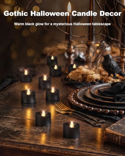 Homemory 12-Pack Black Remote Flameless Battery Tea Light Candles, 400+ Hrs - Image 4