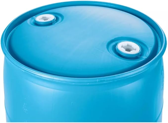 55 Gallons Water Barrel | Solid Mold |2 Inch Bung Holes, Good for Long Term Drinking Water Use | BPA Free. Made in USA (Blue, 55 GALLONS)