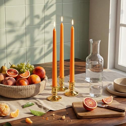 Royal Imports Unscented Taper Candles 12" Orange 9HR Burn Time Set of 12 - Image 5