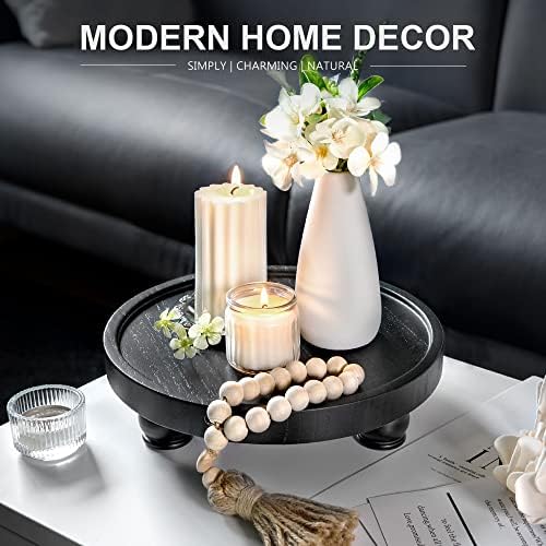 EOSAHR Round Wood Display Riser, Pedestal Stand for Home Decor, Black - Image 2