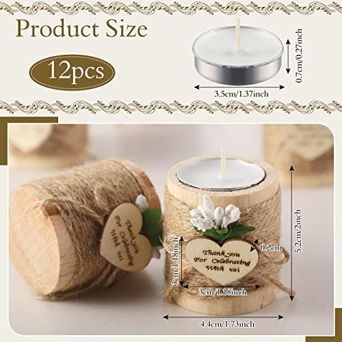 Treela 12 Pcs Wood Tealight Candle Holders Wedding Favors,Natural Color - Image 2