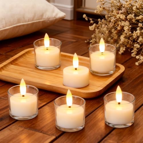 GenSwin Real Wax Flameless Tealight Candles Battery Operated Timer Ivory - Image 4