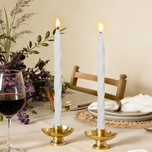2 Pack YUKCAXDLS Pearl White Tall Taper Candle - 10 Inch Unscented Dripless Smokeless Candlesticks for Valentine's Day,Dinner,Party,Brithday,Wedding and Home Decoration. - Image 2