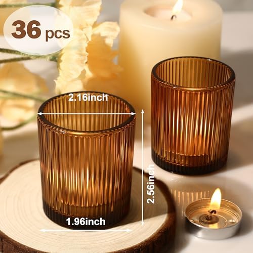 Votive Candle Holders, 36 Pack Amber Candle Holders for Christmas - Image 3