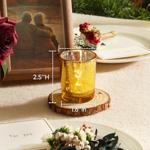 Homemory 36 Pcs Gold Votive Candle Holders, Mercury Glass Candle Holder, Tealight Candle Holders for Table Centerpieces, Baby Shower, Party, Anniversary, Wedding, Home Decor, Halloween, Christmas - Image 2