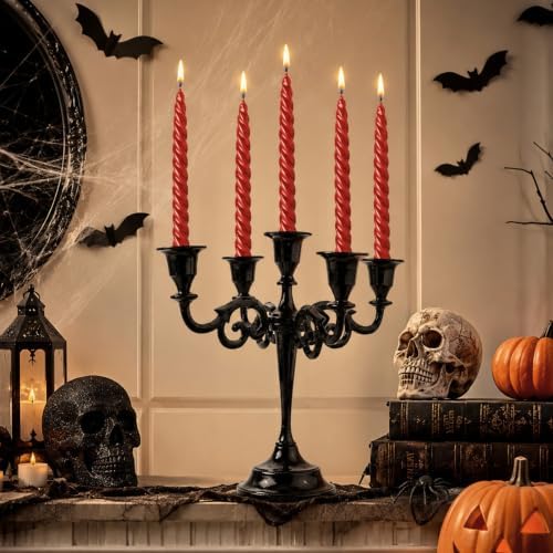 Rely+ 5 Arm Candelabra Taper Candle Holders Decorations Indoor Kitchen Décor Table Candles Candlestick Candelabra Centerpiece (Black Glossy) - Image 2