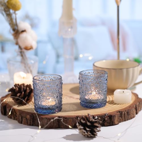 Lanttu 12 Pack Blue Votive Candle Holders 2.2"*2.6" Tealight Candle Holder - Image 5
