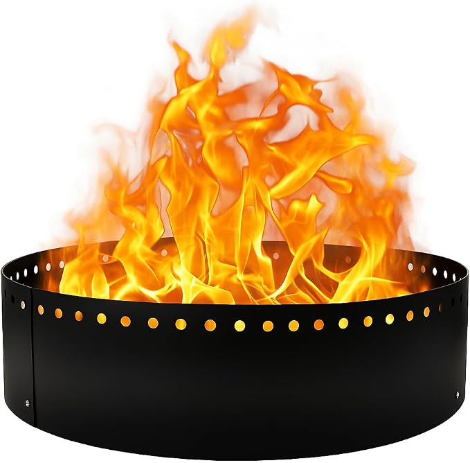 FEBTECH - 48" D Smokeless Fire Ring Insert - Steel DIY Fire Ring Liner | Above or In-Ground Versatile Firepit Ring for Outdoor Fire Pits, Backyard Outdoor Camping Bonfires, Patio & Family Gatherings