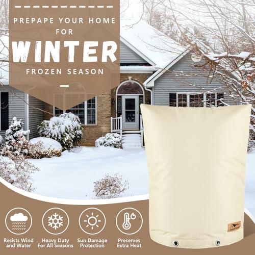 Backflow Preventer Insulation Cover - Water Pipe Insulation Sprinkler Cover for Outside - Insulated Backflow Cover Pouch for Irrigation Back Flow Valve in Winter or Sun Exposure (24" W x 36" H, Sand) - Image 6