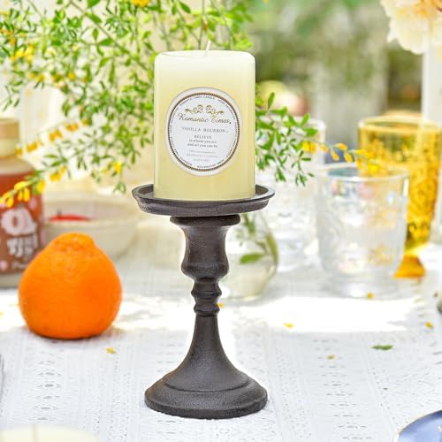 Sungmor Rustic Cast Iron Pillar Candle Holder, 5.9 Inches Tall - Image 3